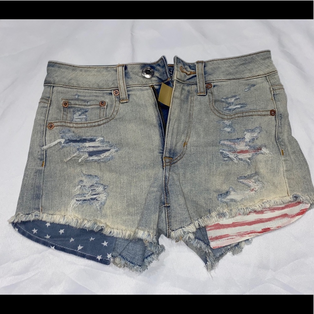American flag denim shorts